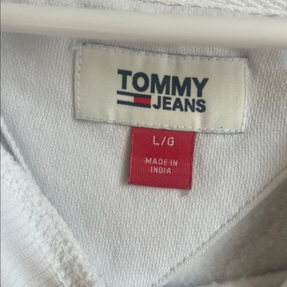 Tommy Jeans white with navy & red print pullover sweatshirt size large